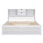 Letto Queen Size Whisen con testiera a contenitore e 8 cassetti