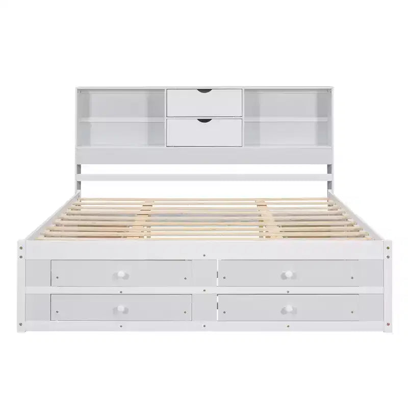 Letto Queen Size Whisen con testiera a contenitore e 8 cassetti