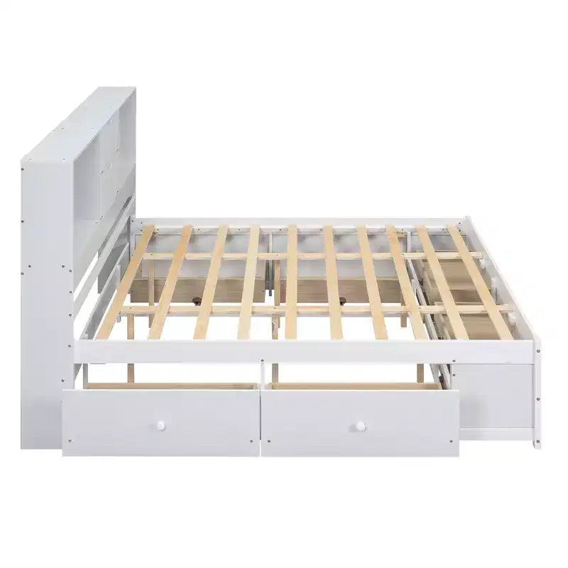 Letto Queen Size Whisen con testiera a contenitore e 8 cassetti