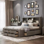 Letto Queen Size Whisen con testiera a contenitore e 8 cassetti