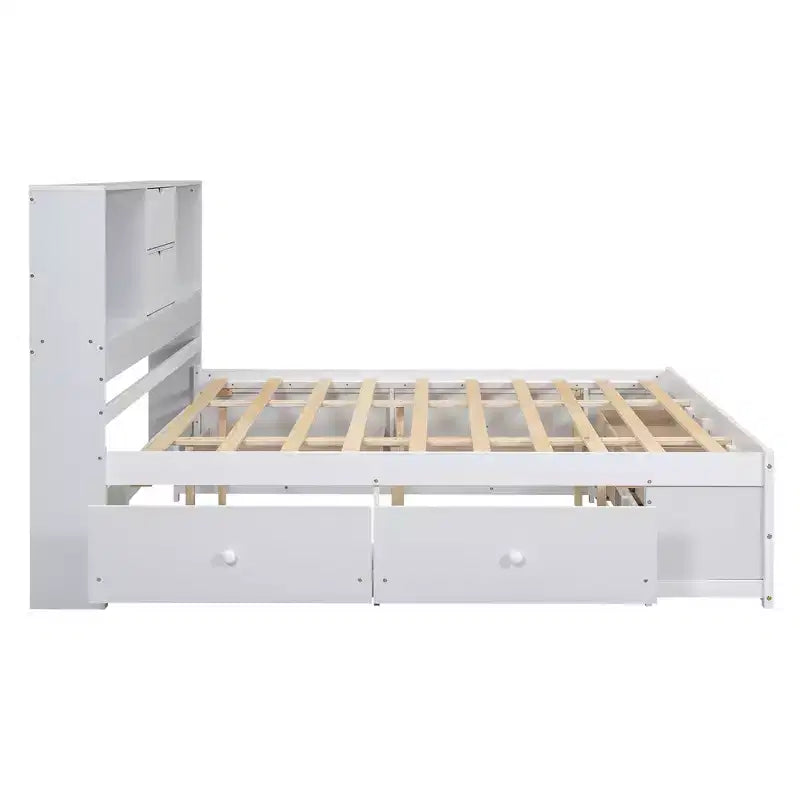 Letto Queen Size Whisen con testiera a contenitore e 8 cassetti