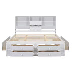 Letto Queen Size Whisen con testiera a contenitore e 8 cassetti