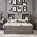 Letto Queen Size Whisen con testiera a contenitore e 8 cassetti