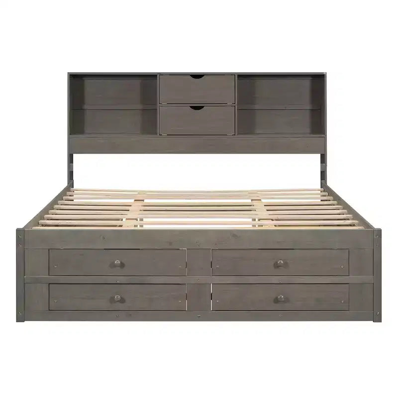 Letto Queen Size Whisen con testiera a contenitore e 8 cassetti