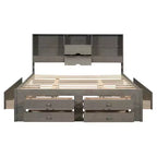 Letto Queen Size Whisen con testiera a contenitore e 8 cassetti