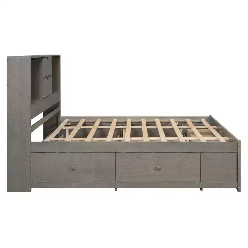 Letto Queen Size Whisen con testiera a contenitore e 8 cassetti