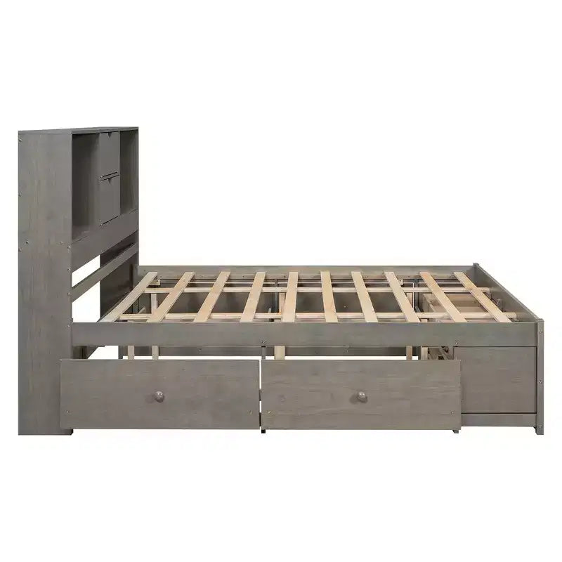 Letto Queen Size Whisen con testiera a contenitore e 8 cassetti