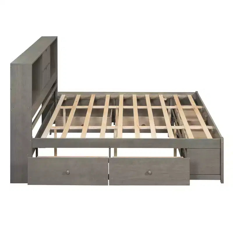 Letto Queen Size Whisen con testiera a contenitore e 8 cassetti