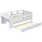 Letto a Divano Singolo Multi-Funzionale con Cassetti e Letto Estraibile, Vano Portaoggetti nella Testiera, Tavolino e Stazione di Ricarica USB ModernLuxe