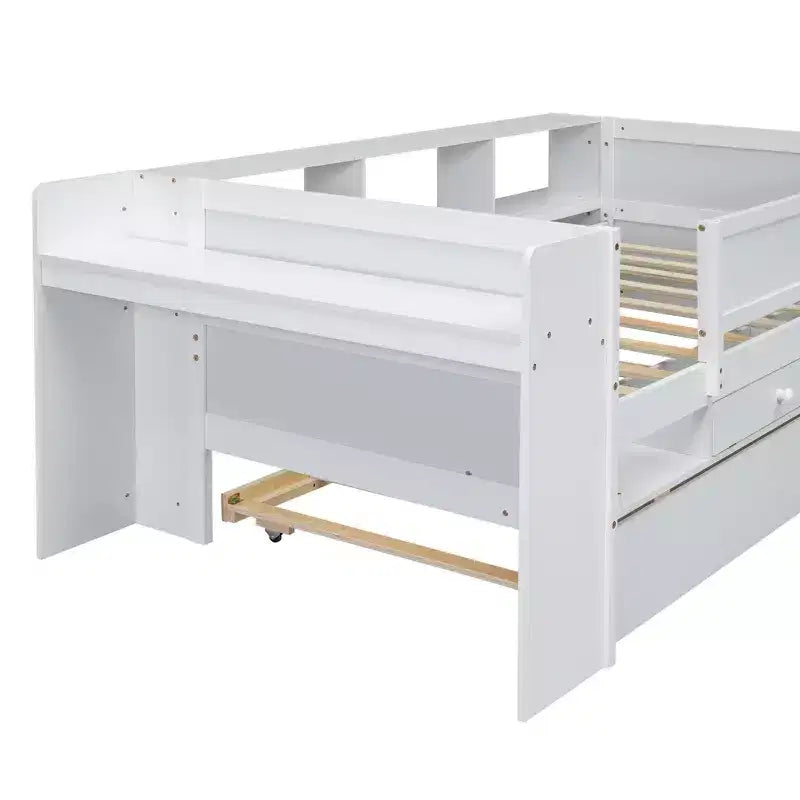 Letto a Divano Singolo Multi-Funzionale con Cassetti e Letto Estraibile, Vano Portaoggetti nella Testiera, Tavolino e Stazione di Ricarica USB ModernLuxe