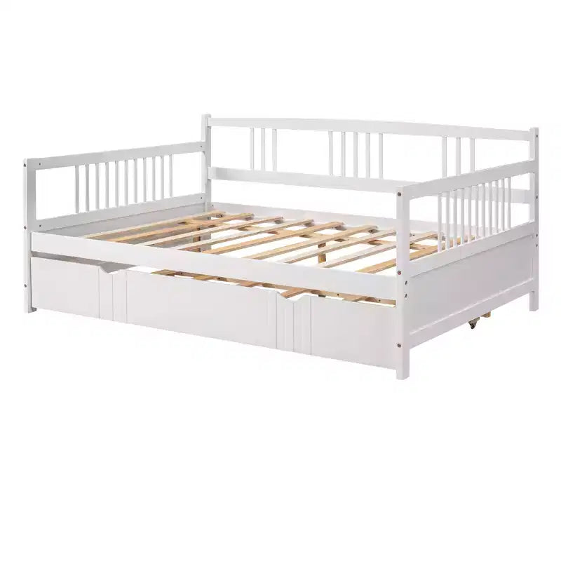 Divano letto a due piazze/matrimoniale, struttura in legno con letto estraibile a una piazza/due cassetti -ModernLuxe