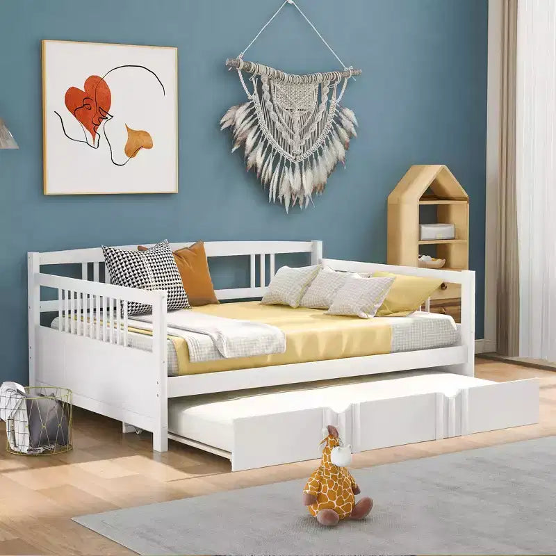 Divano letto a due piazze/matrimoniale, struttura in legno con letto estraibile a una piazza/due cassetti -ModernLuxe