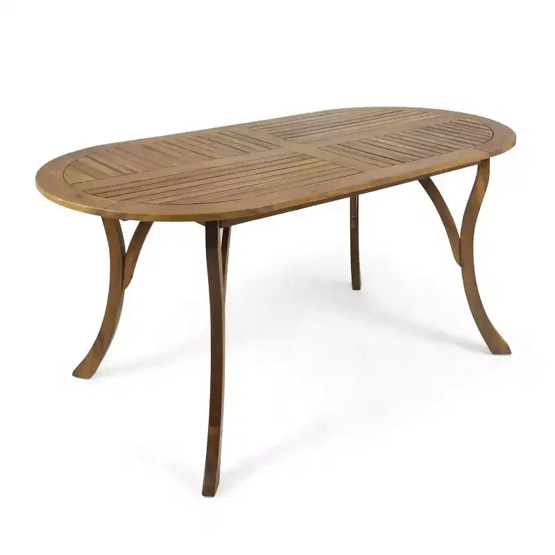 GDFStudio Danby Tavolo da Pranzo Ovale da Esterno in Legno di Acacia
