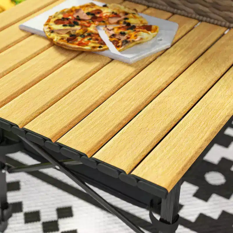 Outsunny Tavolo da Campeggio Portatile da 90 cm, Tavolo Pieghevole Piccolo in Alluminio con Altezza Regolabile e Borsa per il Trasporto