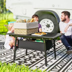 Outsunny Tavolo da Campeggio Portatile da 90 cm, Tavolo Pieghevole Piccolo in Alluminio con Altezza Regolabile e Borsa per il Trasporto