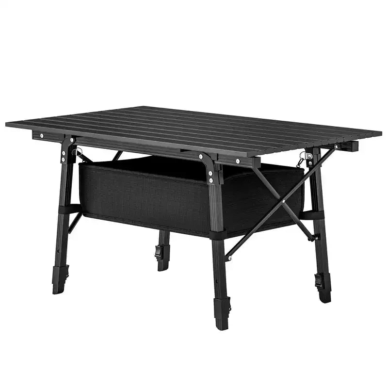 Outsunny Tavolo da Campeggio Portatile da 90 cm, Tavolo Pieghevole Piccolo in Alluminio con Altezza Regolabile e Borsa per il Trasporto