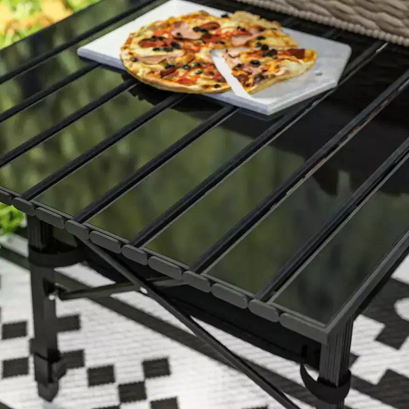 Outsunny Tavolo da Campeggio Portatile da 90 cm, Tavolo Pieghevole Piccolo in Alluminio con Altezza Regolabile e Borsa per il Trasporto