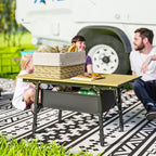 Outsunny Tavolo da Campeggio Portatile da 90 cm, Tavolo Pieghevole Piccolo in Alluminio con Altezza Regolabile e Borsa per il Trasporto