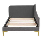 Letto a giorno imbottito Twin/Full Size con testiera, bracciolo e gambe di supporto, grigio/beige-ModernLuxe