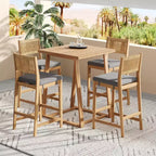 Christopher Knight Home Gaye Set Bar 5 Pezzi da Esterno in Rattan e Legno di Acacia