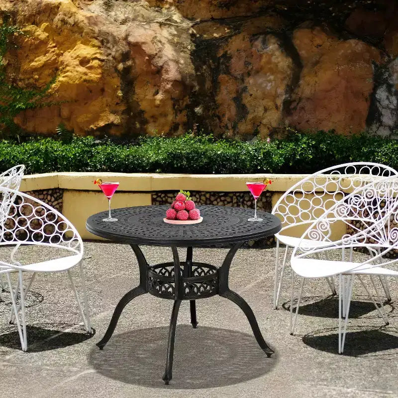 FDW Tavolo da esterno con design intarsiato Finitura resistente agli agenti atmosferici Mobili da patio