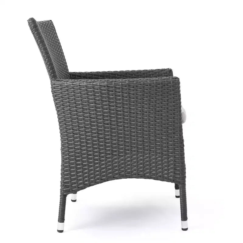 GDFStudio Aloha Set da Pranzo Espandibile da Esterno a 9 Pezzi in Legno di Acacia e Vimini, Grigio Chiaro/Grigio