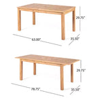 GDFStudio Aloha Set da Pranzo Espandibile da Esterno a 7 Pezzi in Legno di Acacia e Vimini