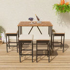 Set da bar da esterno Whisen a 5 pezzi in vimini di rattan PE con tavolo pieghevole e cuscini