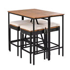 Set da bar da esterno Whisen a 5 pezzi in vimini di rattan PE con tavolo pieghevole e cuscini