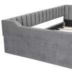 Divano letto imbottito in velluto Twin XL/Full XL con tasche portaoggetti laterali - ModernLuxe