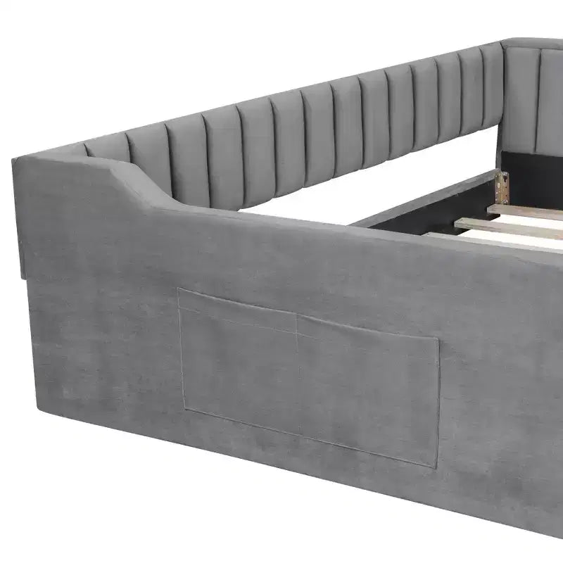 Divano letto imbottito in velluto Twin XL/Full XL con tasche portaoggetti laterali - ModernLuxe