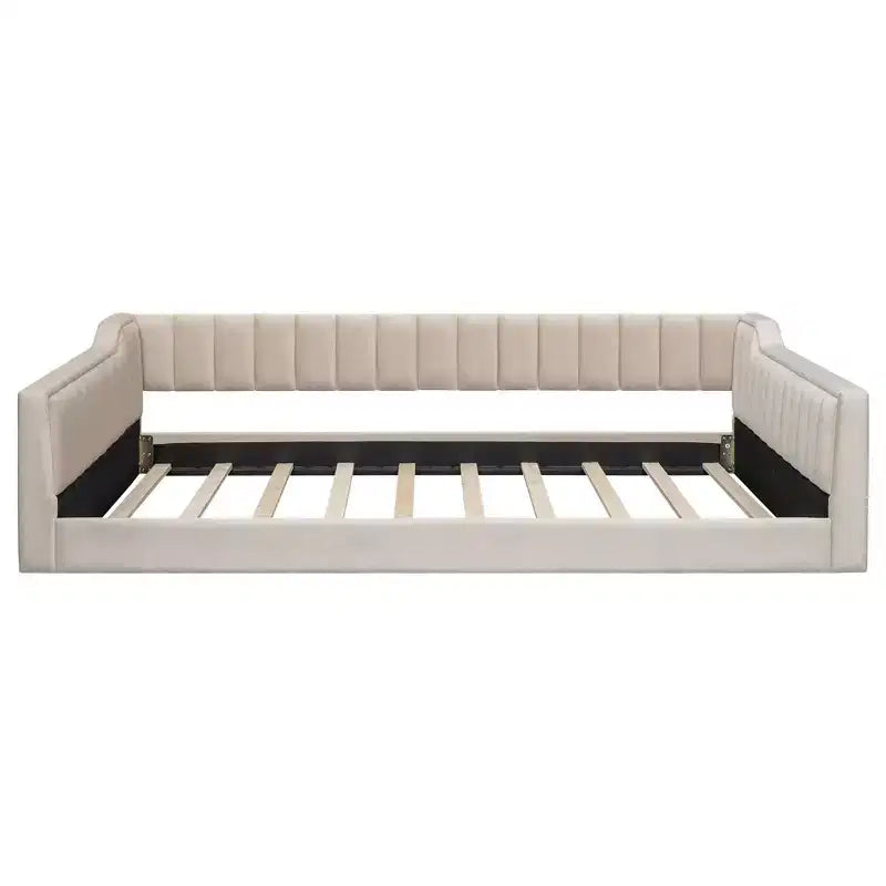Divano letto imbottito in velluto Twin XL/Full XL con tasche portaoggetti laterali - ModernLuxe