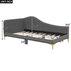 Divano letto imbottito in lino Twin/Full Size con testiera e braccioli, gambe di supporto - HABITRIO