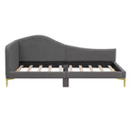 Divano letto imbottito in lino Twin/Full Size con testiera e braccioli, gambe di supporto - HABITRIO