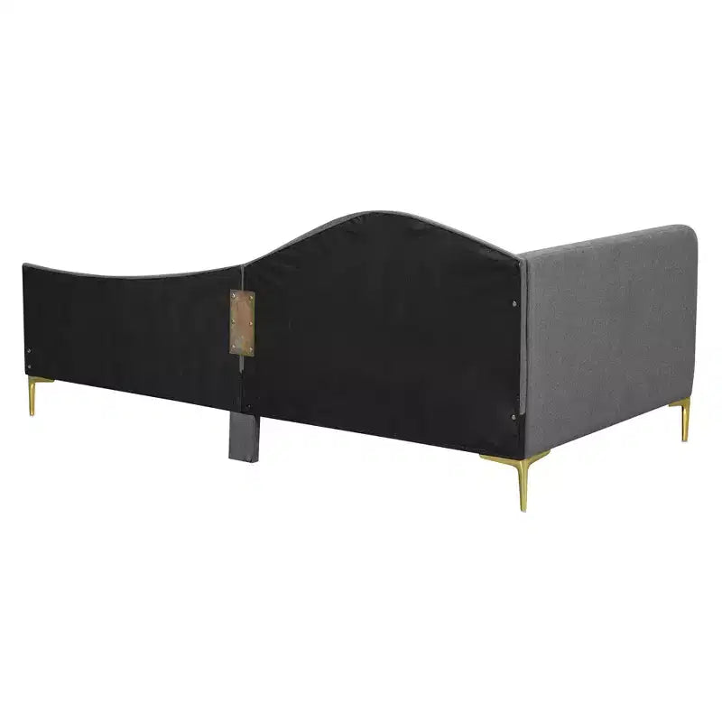 Divano letto imbottito in lino Twin/Full Size con testiera e braccioli, gambe di supporto - HABITRIO