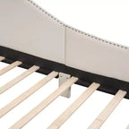 Divano letto imbottito in lino Twin/Full Size con testiera e braccioli, gambe di supporto - HABITRIO