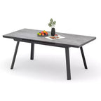 Heynemo Patio Dining Expandable Table, 59- 75 Aluminum Outdoor Dining Table with Adjustable Feet for 4-8 Person, Backyard Garden Porch Deck