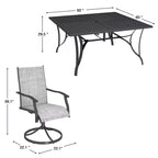 EROMMY Set da pranzo da 9 pezzi per patio, Set tavolo e sedie da pranzo per esterni per 8 persone, Set mobili da giardino per terrazza, cortile, prato, a bordo piscina, Marrone/grigio/blu