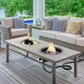 Heynemo Aluminum Propane Fire Pit Table, 4.5 Gallons Ice Bucket, and Lava Rocks, 3-in-1 Coffee Table for Outdoor Patio