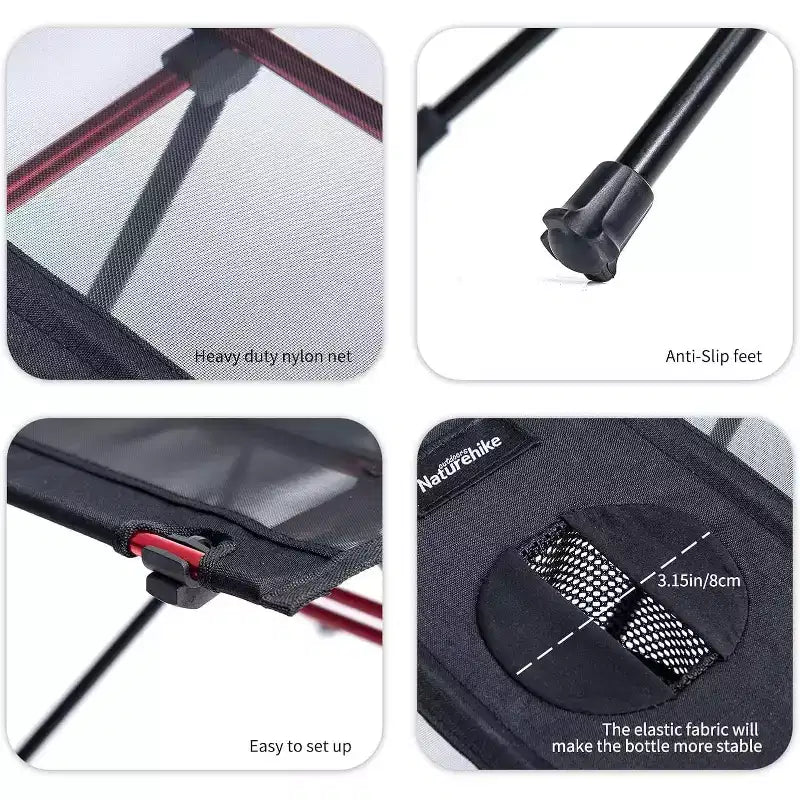 Tavolo da campeggio ultraleggero Naturehike, tavolo portatile da backpacking da 0,7 kg con borsa per il trasporto e portabicchieri, tavolo pieghevole in rete per campeggio, picnic, spiaggia, pesca