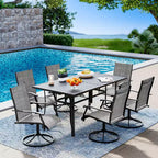 Set da pranzo da patio EROMMY da 7 pezzi, set da tavolo e sedie da pranzo per esterni per 6 persone, 6 sedie girevoli