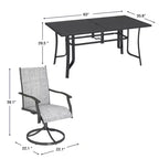 Set da pranzo da patio EROMMY da 7 pezzi, set da tavolo e sedie da pranzo per esterni per 6 persone, 6 sedie girevoli