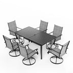 Set da pranzo da patio EROMMY da 7 pezzi, set da tavolo e sedie da pranzo per esterni per 6 persone, 6 sedie girevoli
