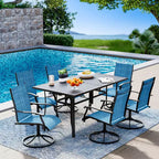 Set da pranzo da patio EROMMY da 7 pezzi, set da tavolo e sedie da pranzo per esterni per 6 persone, 6 sedie girevoli
