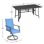 Set da pranzo da patio EROMMY da 7 pezzi, set da tavolo e sedie da pranzo per esterni per 6 persone, 6 sedie girevoli