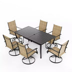 Set da pranzo da patio EROMMY da 7 pezzi, set da tavolo e sedie da pranzo per esterni per 6 persone, 6 sedie girevoli