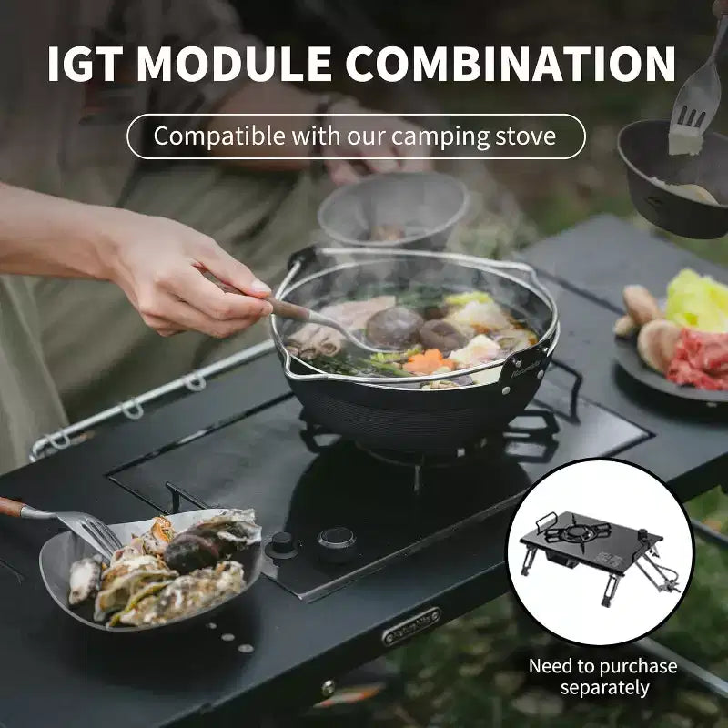 Naturehike Tavolo Portatile IGT con Barbecue a Carbonella, Tavolo Pieghevole da Campeggio e Barbecue con Estensione da Scrivania e Supporto per Lanterna