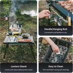 Naturehike Tavolo Portatile IGT con Barbecue a Carbonella, Tavolo Pieghevole da Campeggio e Barbecue con Estensione da Scrivania e Supporto per Lanterna