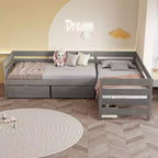 Divano Letto a L, Misura Singola, con 3 Cassetti Portaoggetti, Struttura in Legno - ModernLuxe