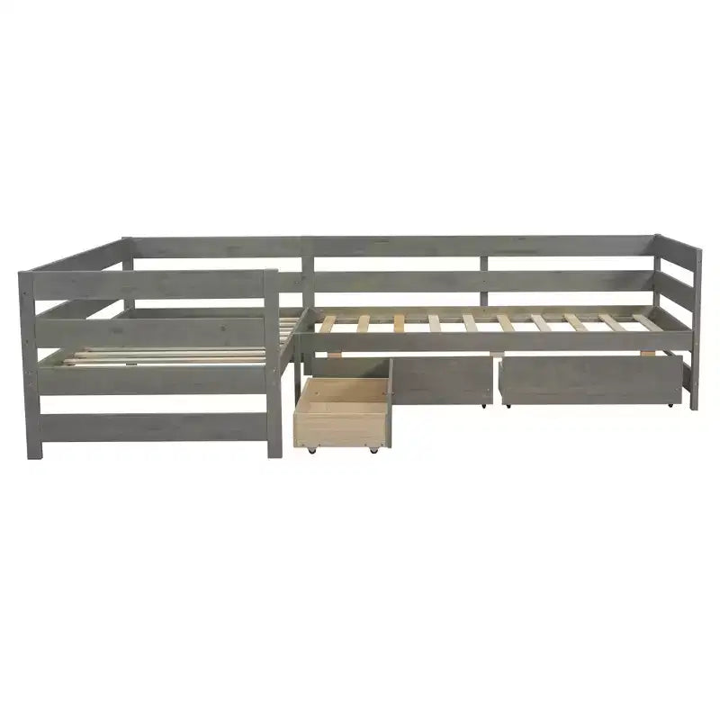 Divano Letto a L, Misura Singola, con 3 Cassetti Portaoggetti, Struttura in Legno - ModernLuxe
